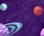 Space with Planet Flat Concept
