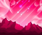 Meteor on Pink Sky Landscape Background