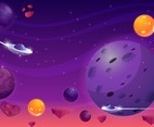 Planets And UFO In Galaxy