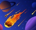Falling Meteor in Outer Space
