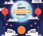 Mid Autumn Festival Concept with Cute Rabbits