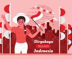Young Woman Celebrates Indonesia Independence Day