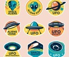 UFO and Aliens Badge Collection in Vintage Style