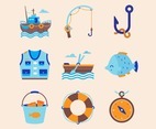 Fishing Activity Summer Icon Set
