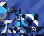 Abstract Basic Shapes In Blue Nuance Color Background