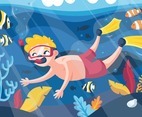 Diving in the Sea Illustration