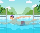 Swimming Activity at Pool in the Summer Background