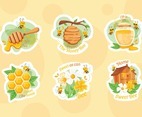 Cute Bee Character with Honey Element Sticker Set