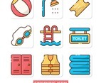 Swimming Pool Stuff Icons Collection