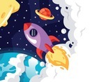 Rocket Traveling Through Space Background