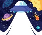 UFO in Outer Space Background