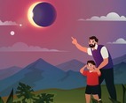 Father and Son Watch Solar Eclipse