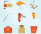 Set of Fishing Equipment Icons