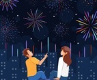 Couple Watching Fireworks on the Hill