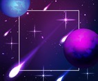 Space planets background with meteor blazing