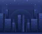 Gradient Blue Cityscape Background Composition