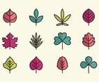 Colorful Leaves Flat Icon Set