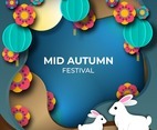 Colorful Mid Autumn Festival Paperart Background