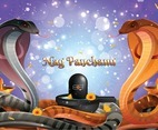Nag Panchami Background with King Cobra and Lingam