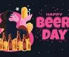 Women and Her Beers Celebrate Beer Day Concept