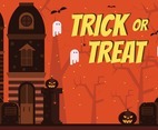 Trick or Treat Background with Creepy Halloween Ornaments