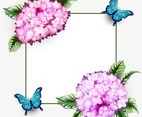 Hydrangea Floral Background Frame with Butterfly