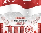 Singapore Independence Day with Landmark Silhouettes Composition