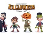 Halloween costume party character set