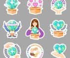 Set of Humanitarian Day Stickers Collection