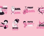 Set of Breast Cancer Quote Sticker