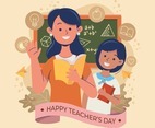 Happy Teachers Day with Teacher and Student