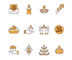 Set of Diwali Line Art Icon