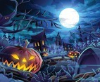 Halloween Dark Night Scenery Background Concept