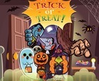 Halloween Trick or Treat with Monsters Concept