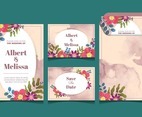 Floral Wedding Invitation Background Template Set