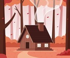 Mountain Cabin in the Woods During Autumn