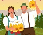 Man and Women Celebrate Oktoberfest