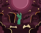 Spooky Halloween Background with Zombie Hand
