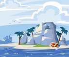 Island with Treasure and Skull Background