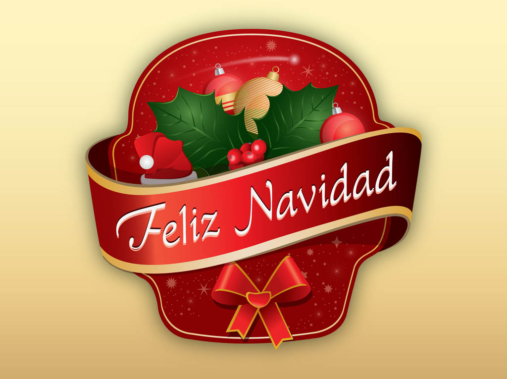 Free vector with "Feliz Navidad" greetings for. 