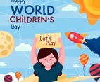 Girl Plays Paper Plane in World Children's Day