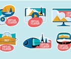 Set of Virtual Tourism VR Sticker