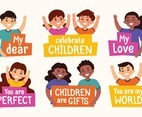 Flat Happy Children's Day Sticker Collection