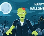 Halloween Background with Spooky Zombies