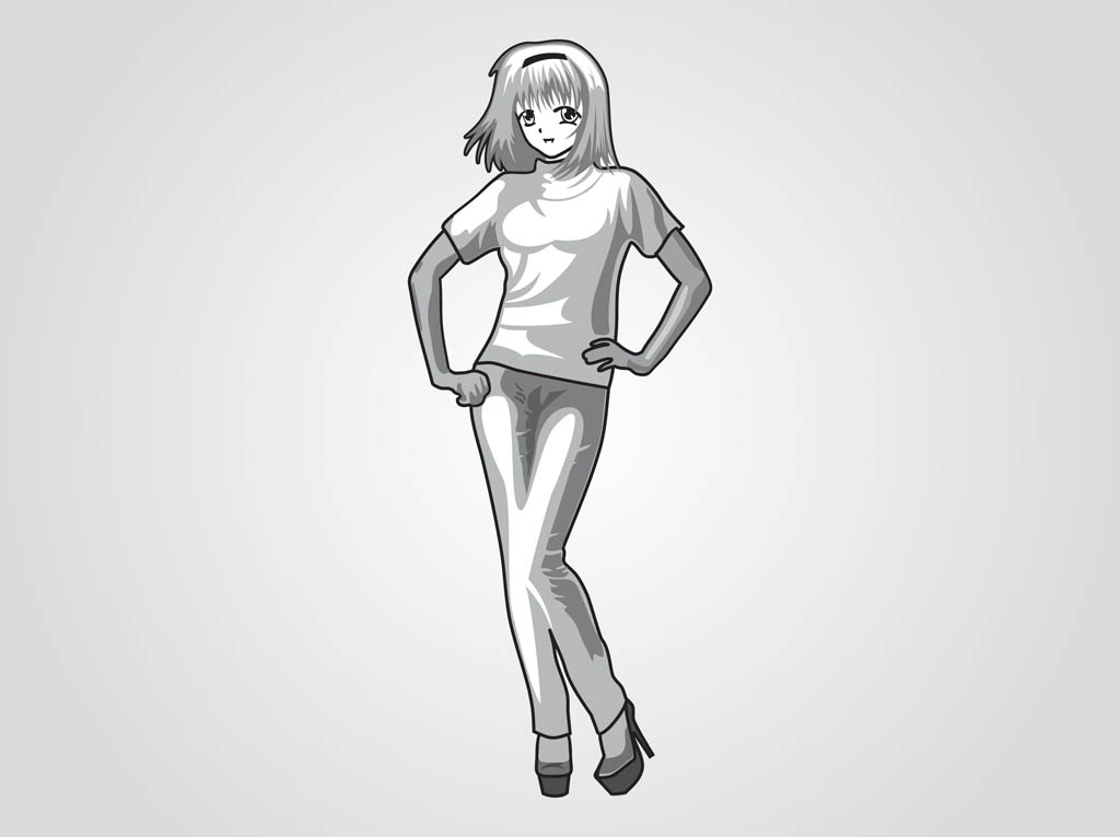 Vector Anime Girl Vector Art Graphics Freevector Com