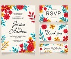 Set of Floral Wedding Invitation Collection