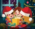 Little Kids Opening Christmas Gift Box