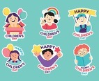 Set of Happy Children Day Sticker
