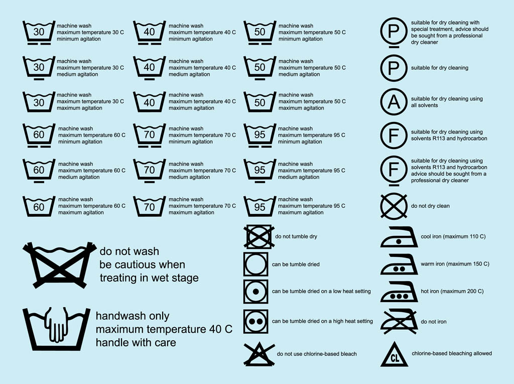 Laundry Symbols Vector Art & Graphics