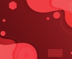 Red Abstract Background with Wave and Geometric Elements